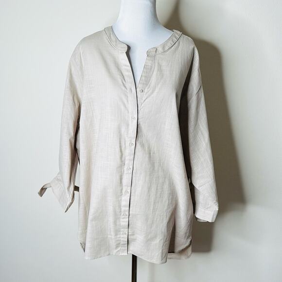 LC Waikiki Grace Beige Regular Fit Cotton Shirt - Picture 1 of 8